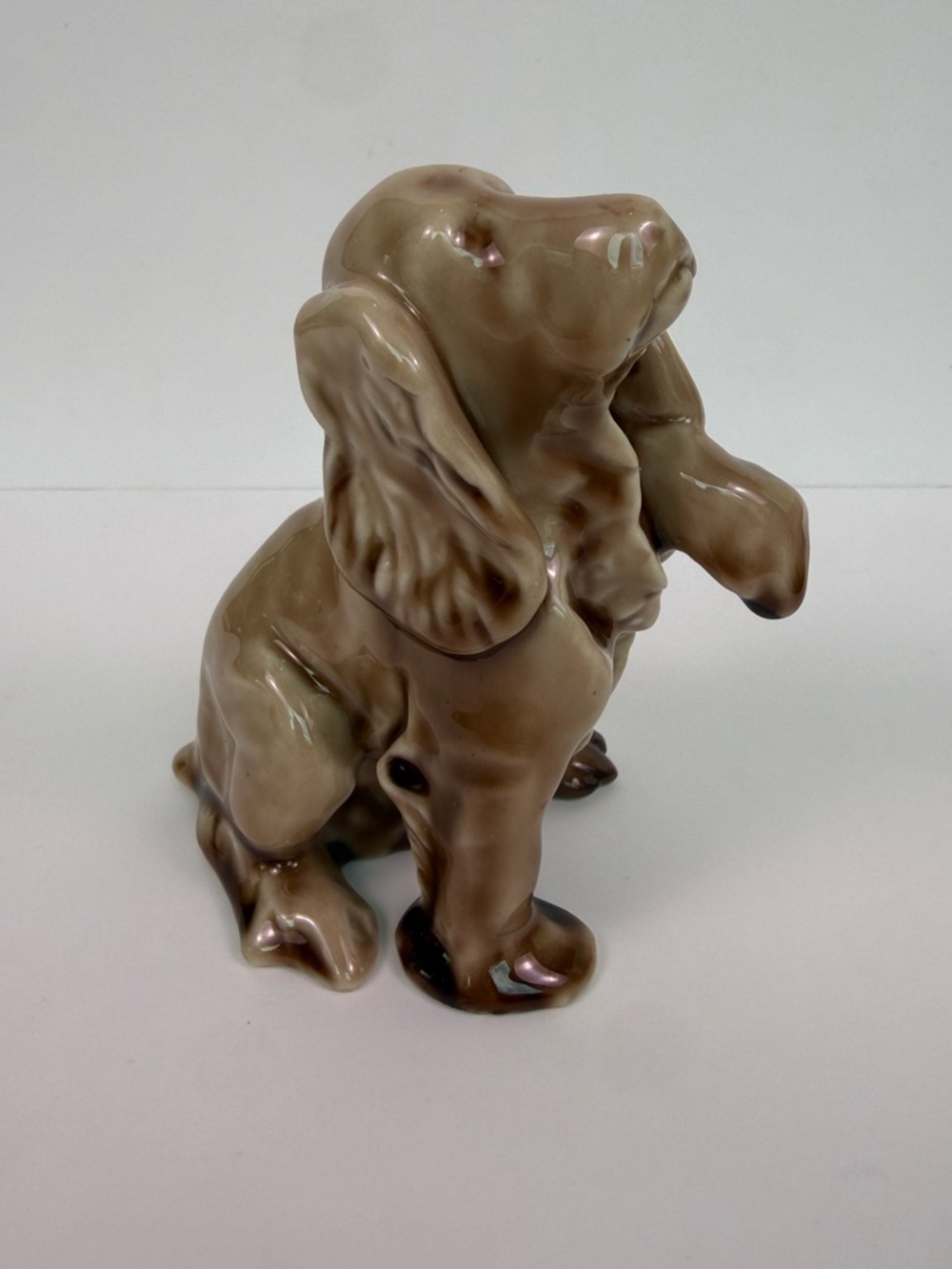Vintage Rookwood Pottery Cocker Spaniel Dog Paperweight Brown Wine Madder Glaze